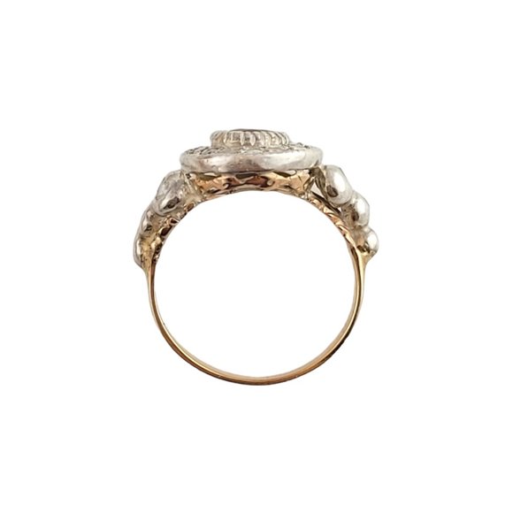 10K Yellow Gold Rose Cut Diamond Lab Created Ruby Floral Ring 6.5 #13925 - Picture 6 of 10